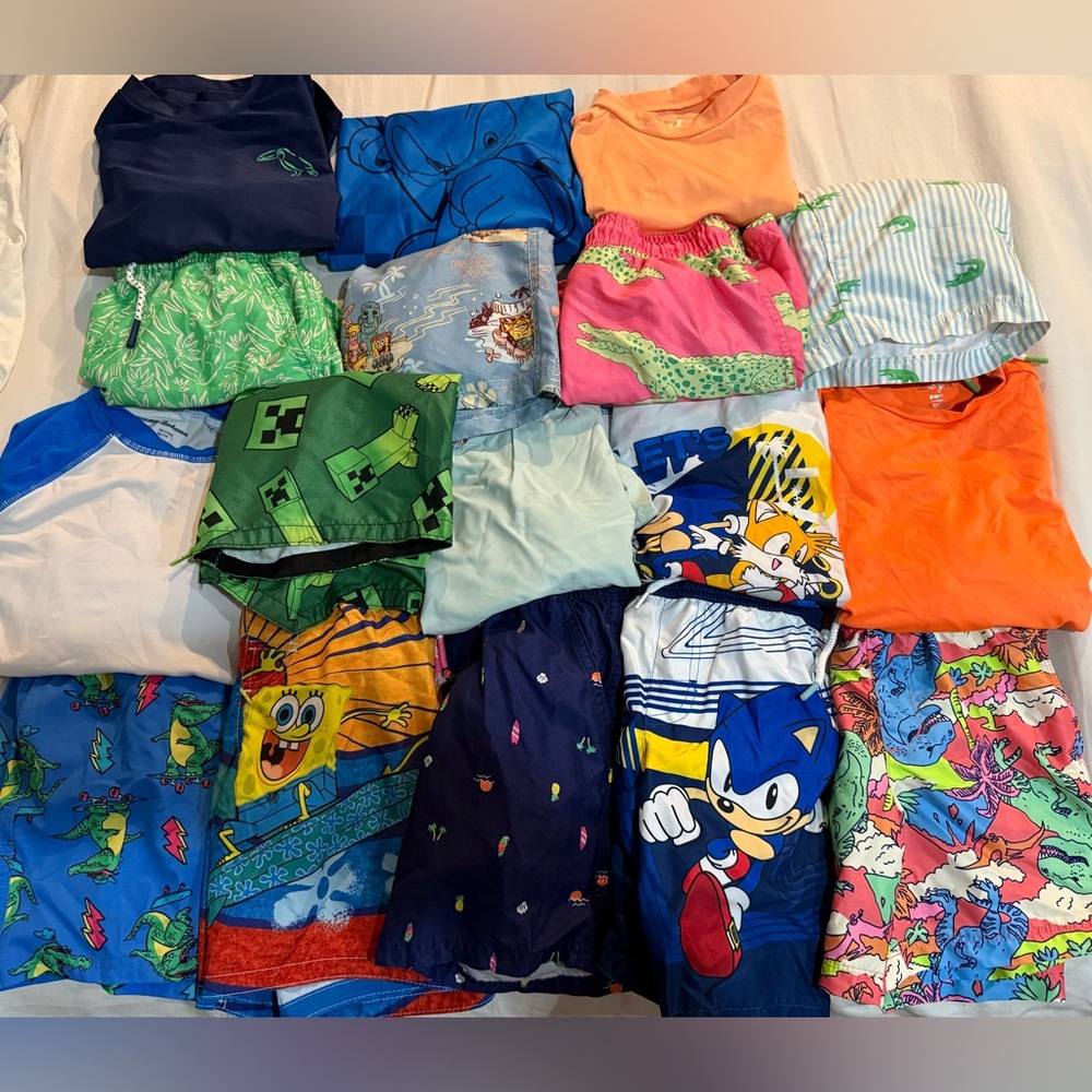 Boys swim bundle 
10 pairs of swim shorts 
7 matching shirts - Picture 2 of 2